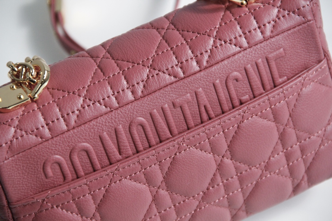 Small Dior Caro Bag Cherry Pink Supple Cannage Calfskin